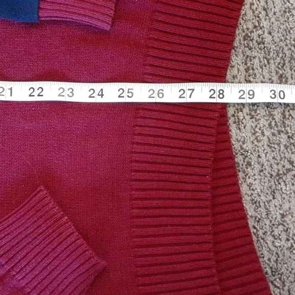 US polo assn embroidered large horse spell out men's 1/4 zip burgundy sweater L - Picture 7 of 12